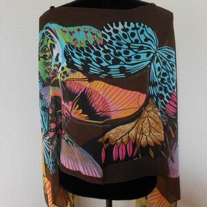 Sheer Scarf/Top Brown  with Butterflies